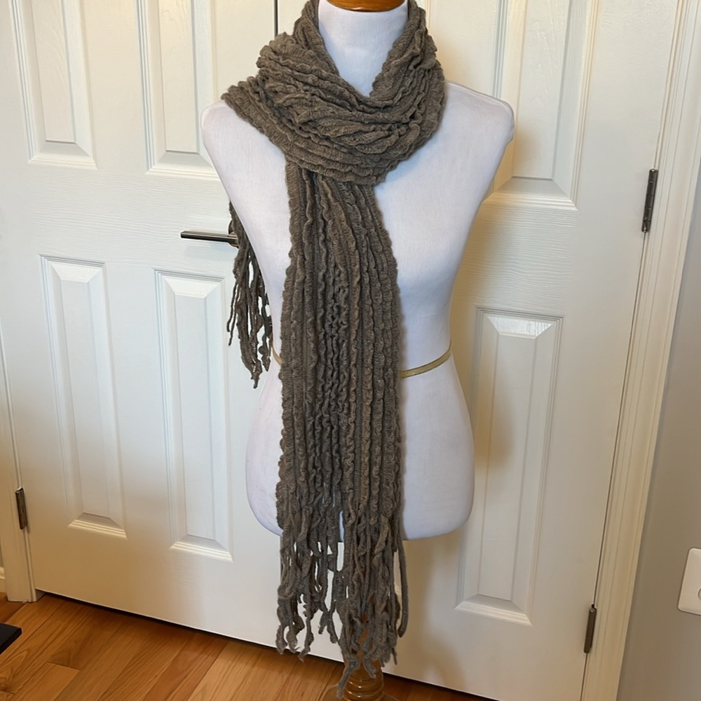 Taupe Ruffle Scarf - Picture 2 of 5